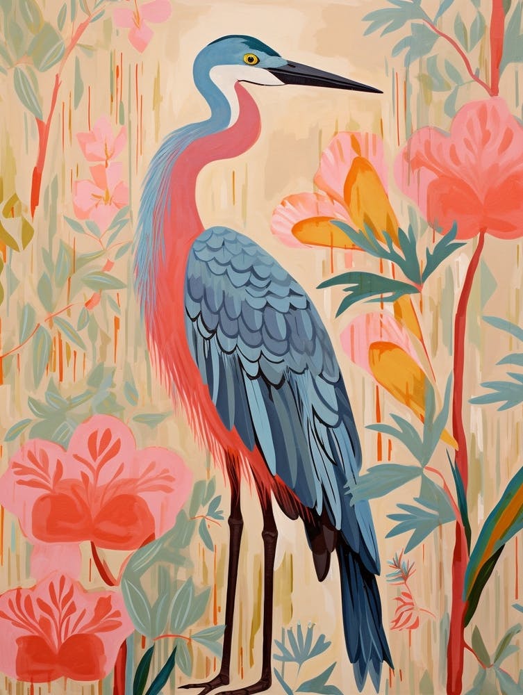 Pink Scandi Great Blue Heron 4
