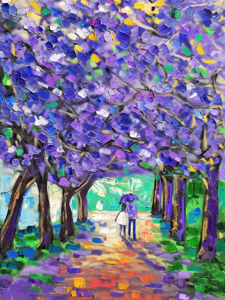 Jacaranda Blossoms Tree Oil Painting 1