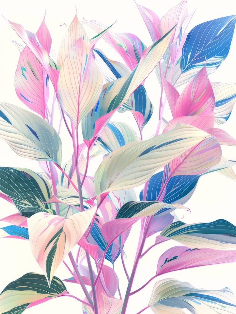 Pink And Blue Leaves