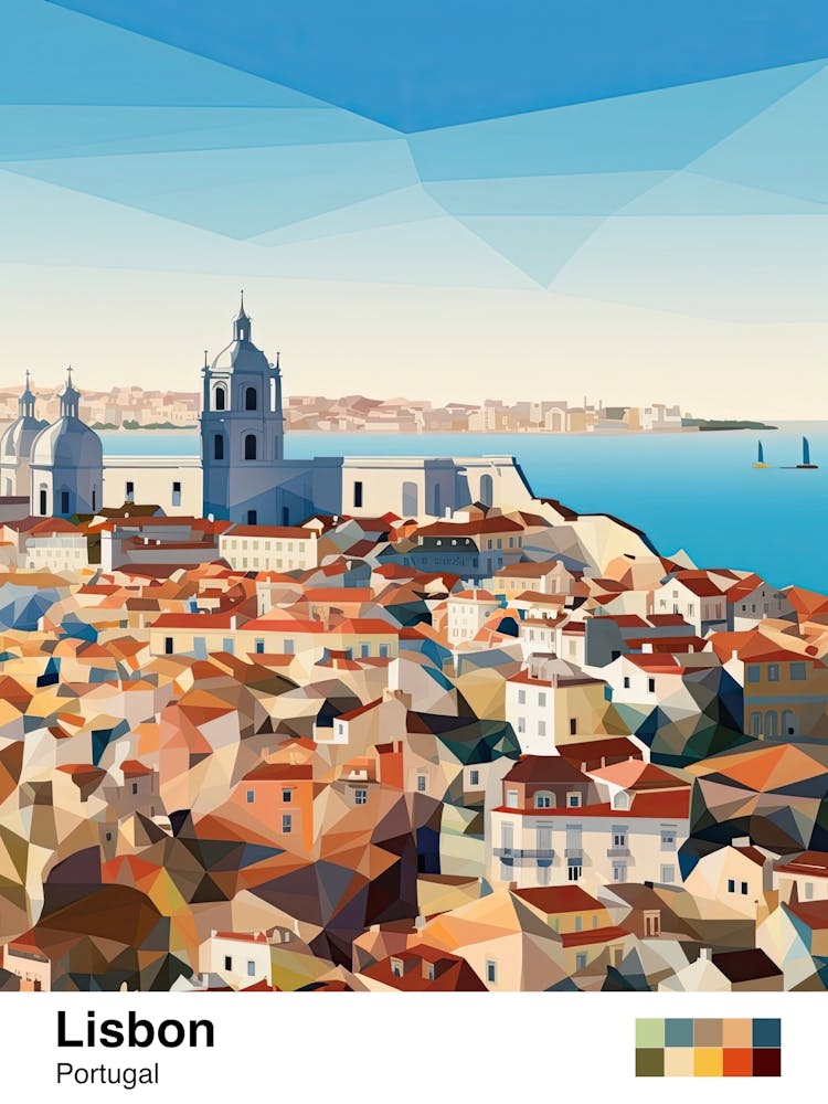 Lisbon, Portugal, Geometric Illustration 3 Poster