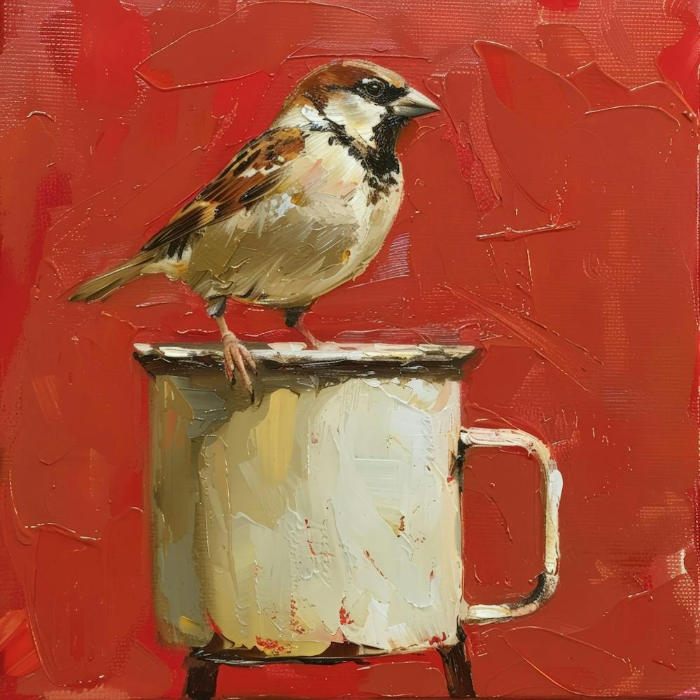 Sparrow In A Cup