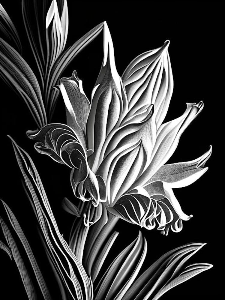 Tuberose Leaf Linocut 1