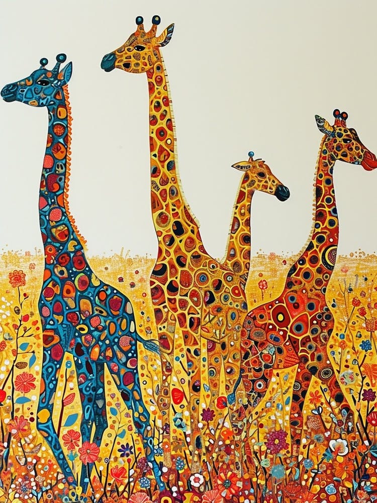 Troupeau de girafes abstrait géométrique 2