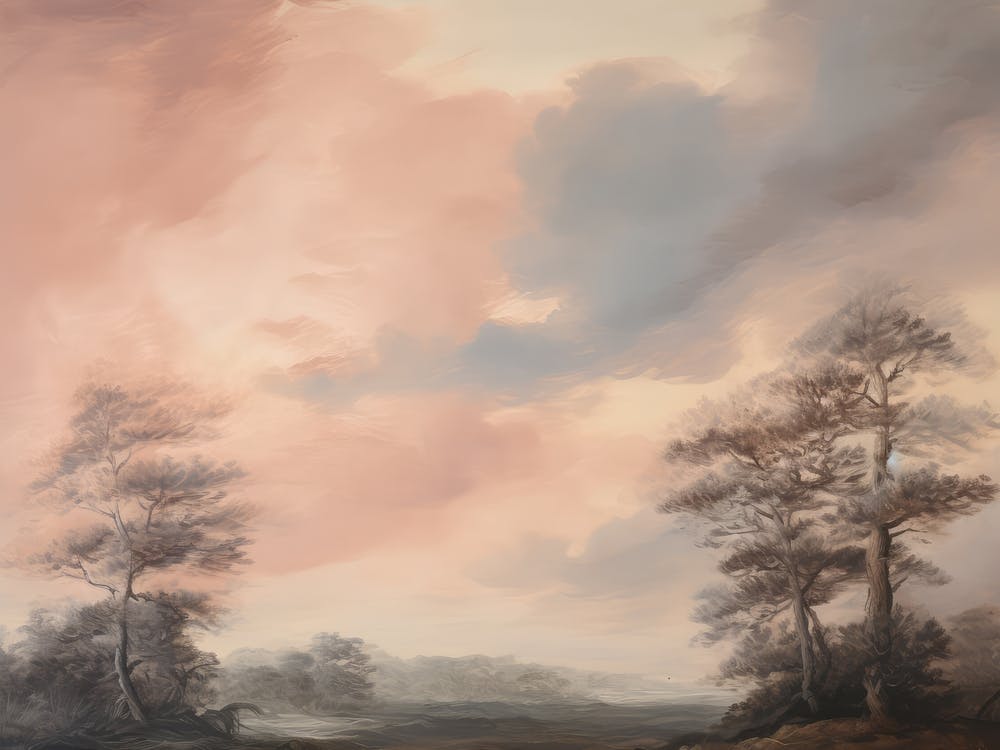 Pink Forest Sky Painting