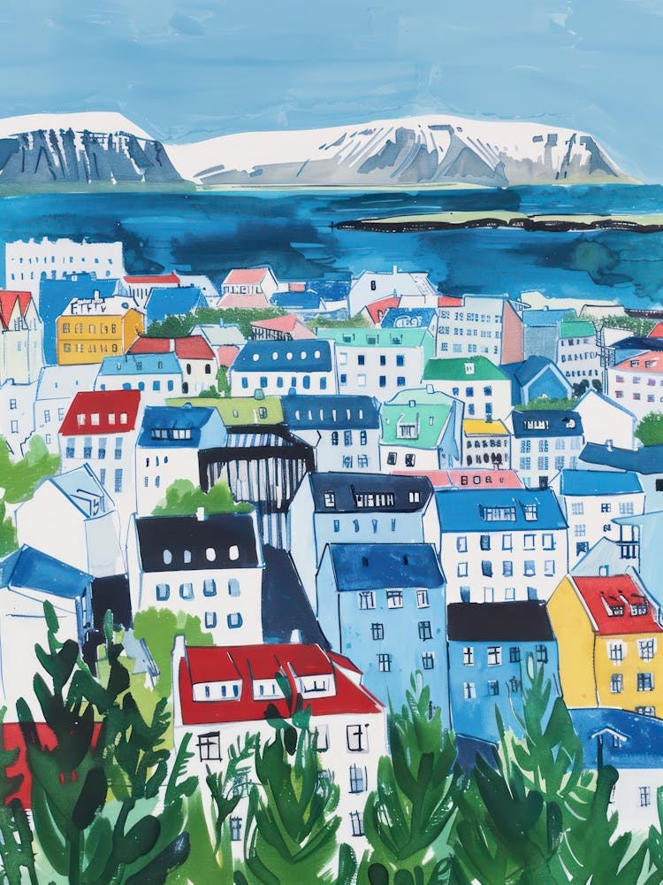 Reiseplakat Glückliche Orte Reykjavík 2