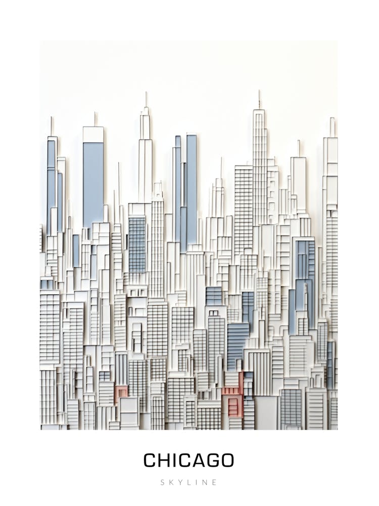 Chicago Skyline 6 S/W Poster