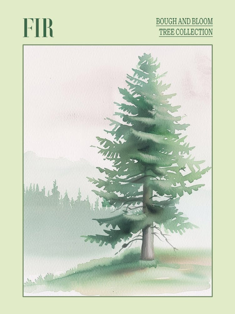 Fir Tree Atmospheric Watercolour Painting 3 Poster