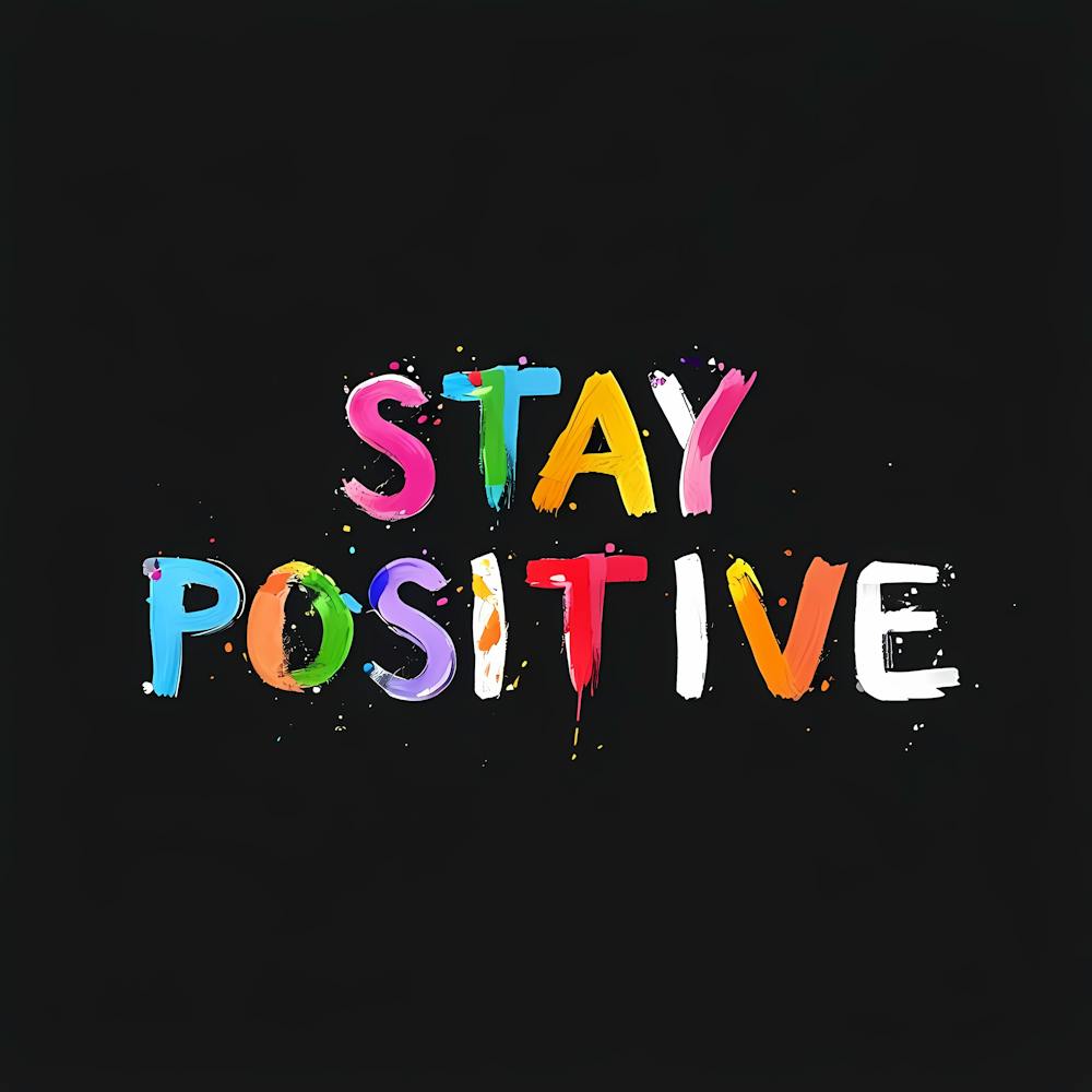Vibrant Stay Positive Motivational Text Design T Shirt (1)