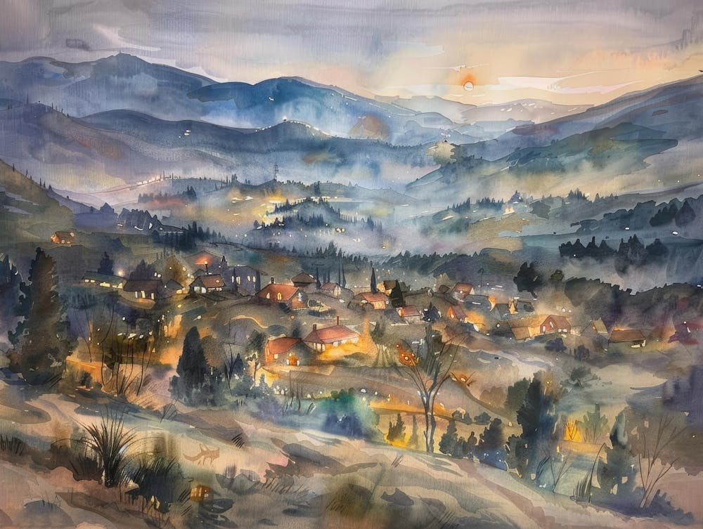 Village At Sunset 1
