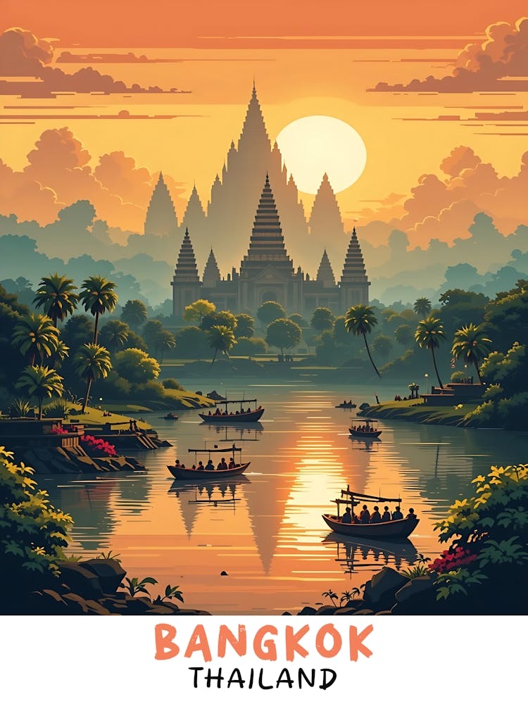 Bangkok - Thailand Vintage Travel Poster 10