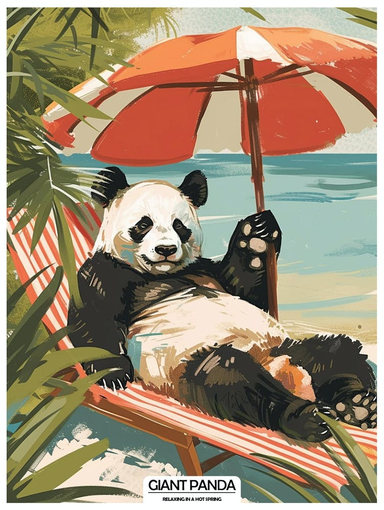 Giant Panda Relaxing In A Hot Spring Poster 2