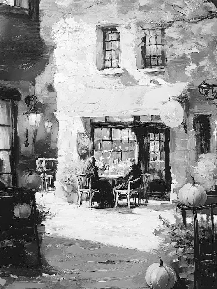 Black And White Of A Cafe 3