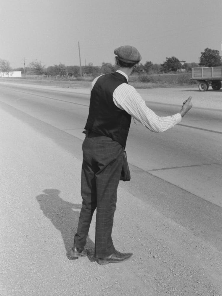 Untitled Photo, Possibly Related To Hitchhiker At City Limits Of Waco, Texas By Russell Lee