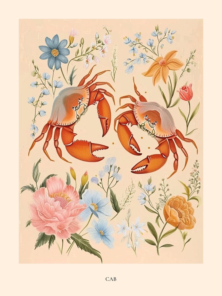 Dessin Animalier Floral Folk Cab 2 Affiche