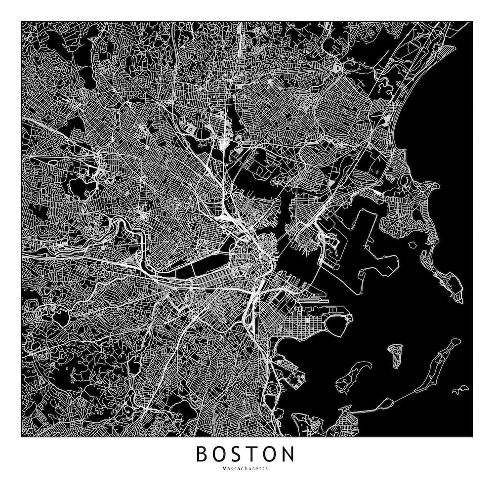 Boston Black And White Map Square