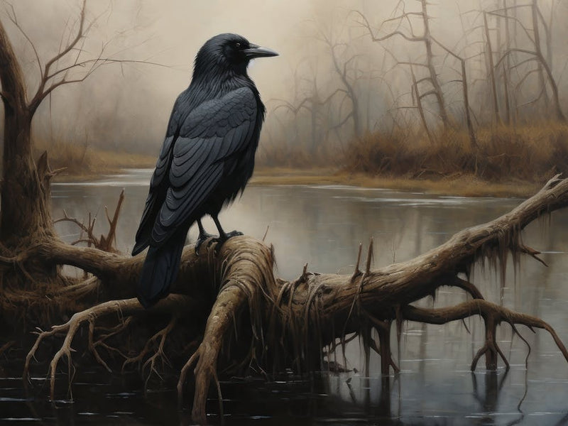 Autumn Crow Halloween Painting