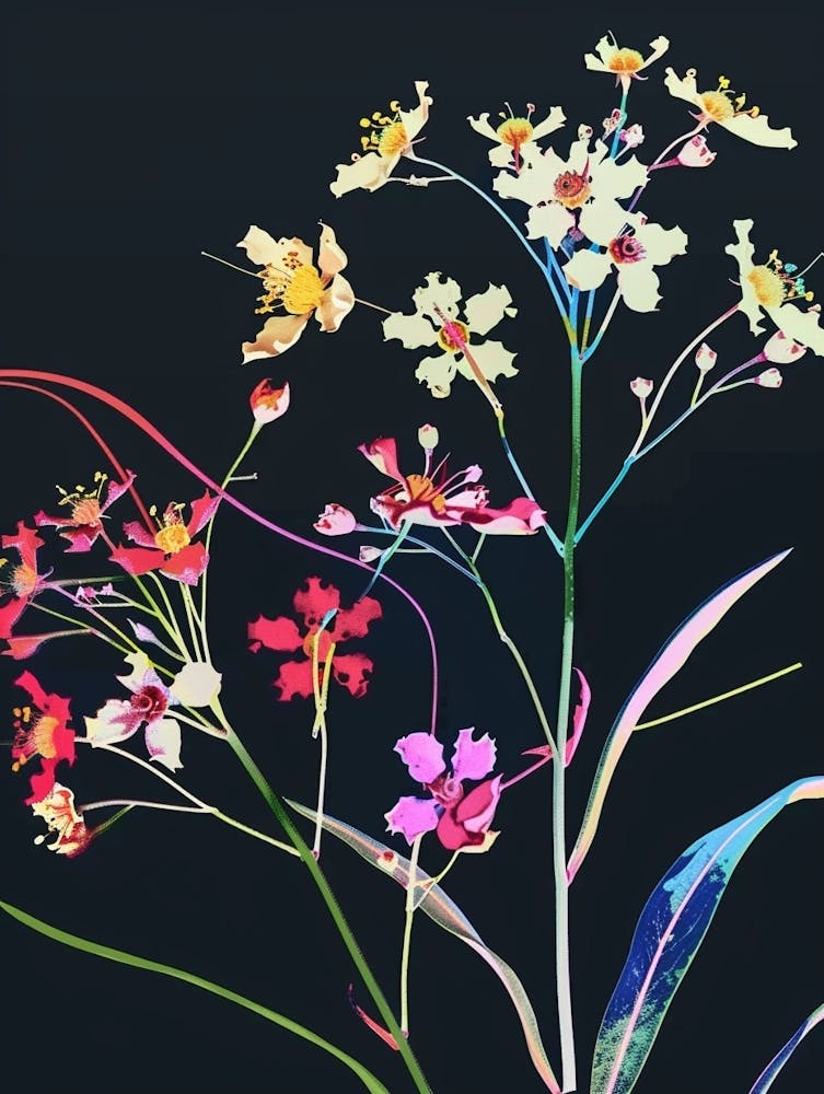 Neon Flowers On Black Babys Breath 4