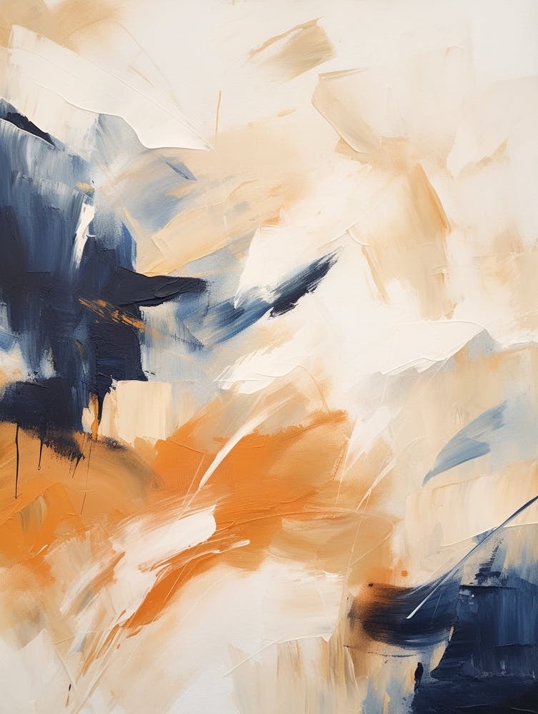 Navy And Orange Autumn Abstract Painting 1