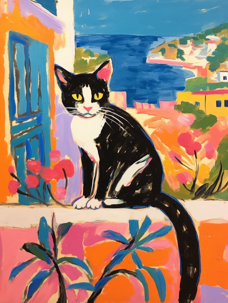 Painting Of A Cat In Ibiza Spain 4