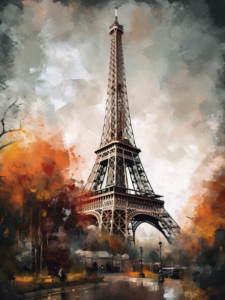Eiffel Tower Paris France Oil Painting Style 9