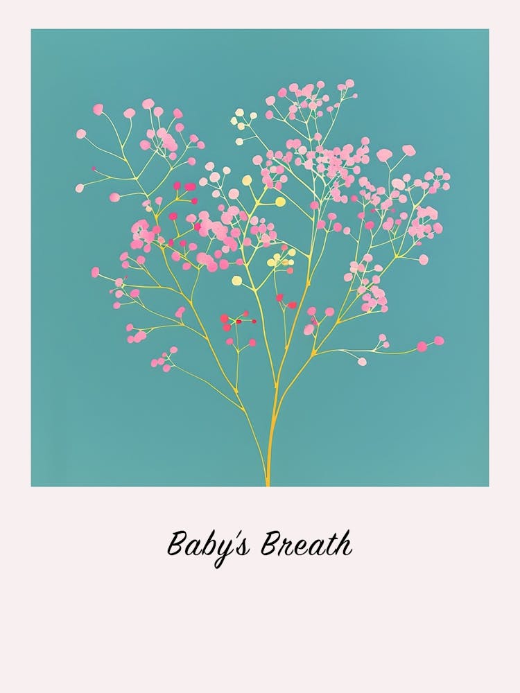 Babys Breath Square Flower Illustration Poster