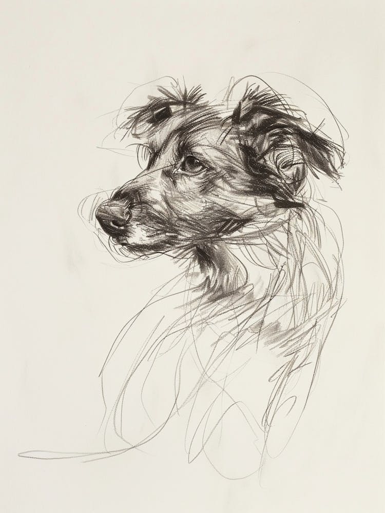 Dog Charcoal Line Sketch