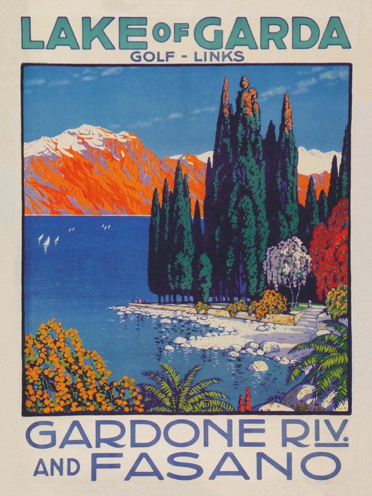 Garda Lake Italy Vintage Travel Poster