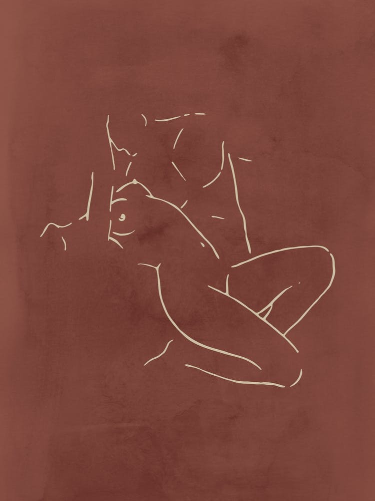 Lovers Body Sketch 1 Terracotta