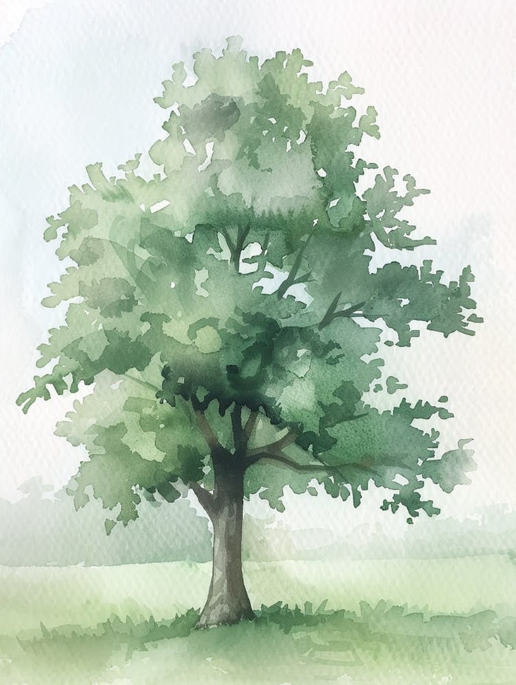 Chestnut Tree Atmospheric Watercolour Painting 7