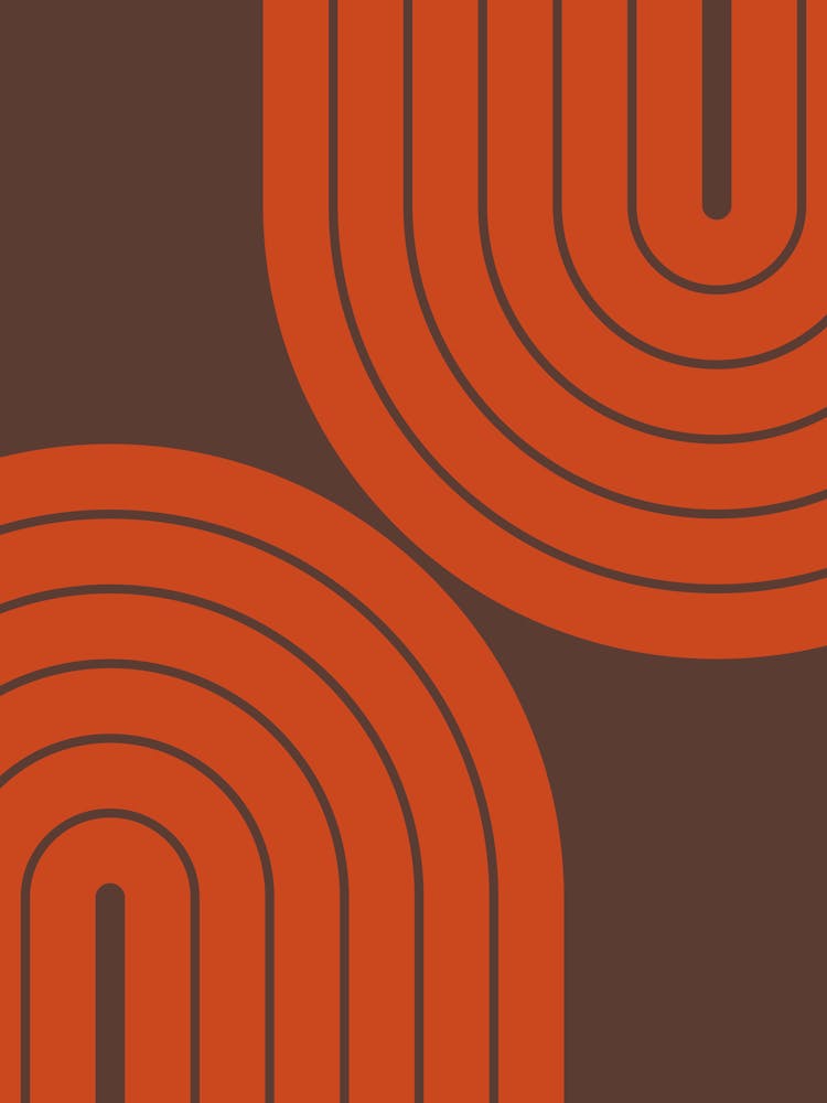 Midcentury Modern Geometric Rainbow Iviii In Royal Brown Dark Pastel Red 01