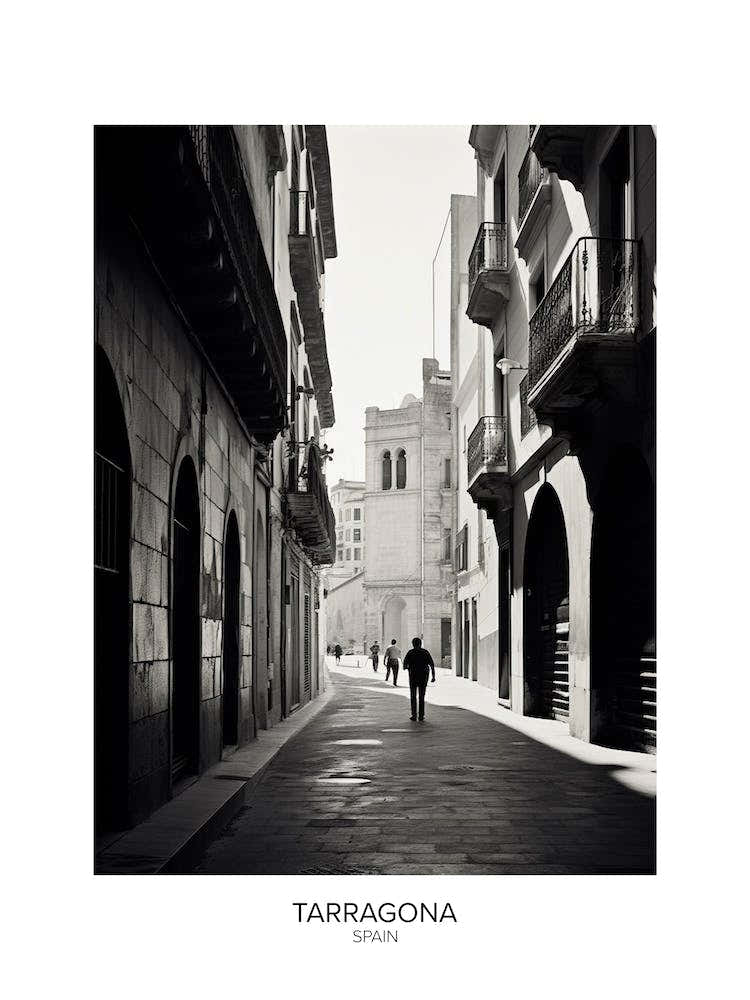 Poster Of Tarragona, Spain, Black And White Analogue Photography 3