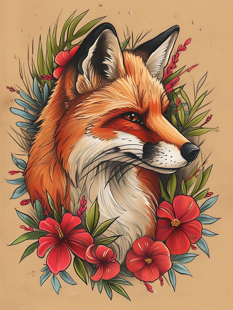 Amazing Red Fox With Flowers 19