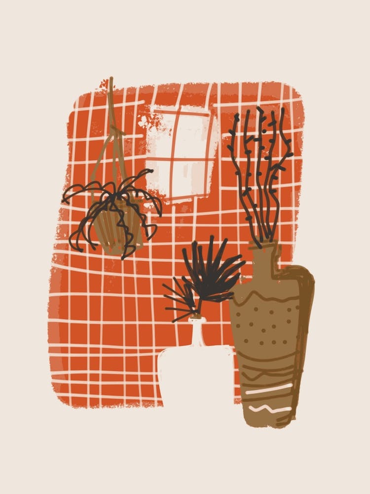 Burnt Orange Interior Sketch