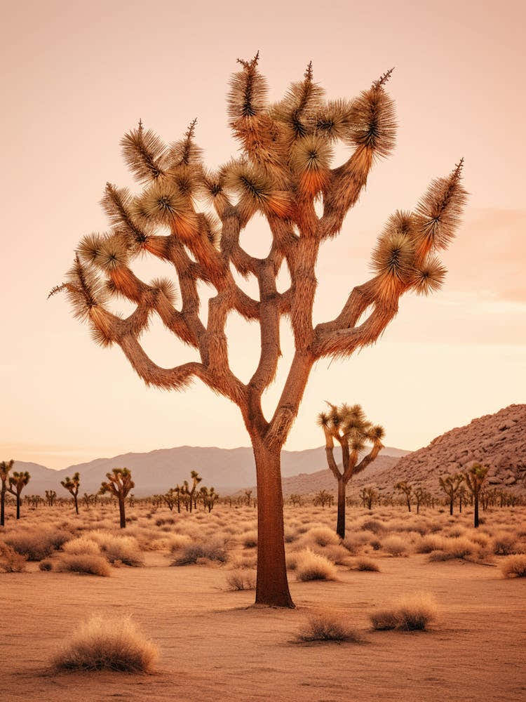 Photographie d'Arbres de Joshua au Crépuscule dans le Désert 4