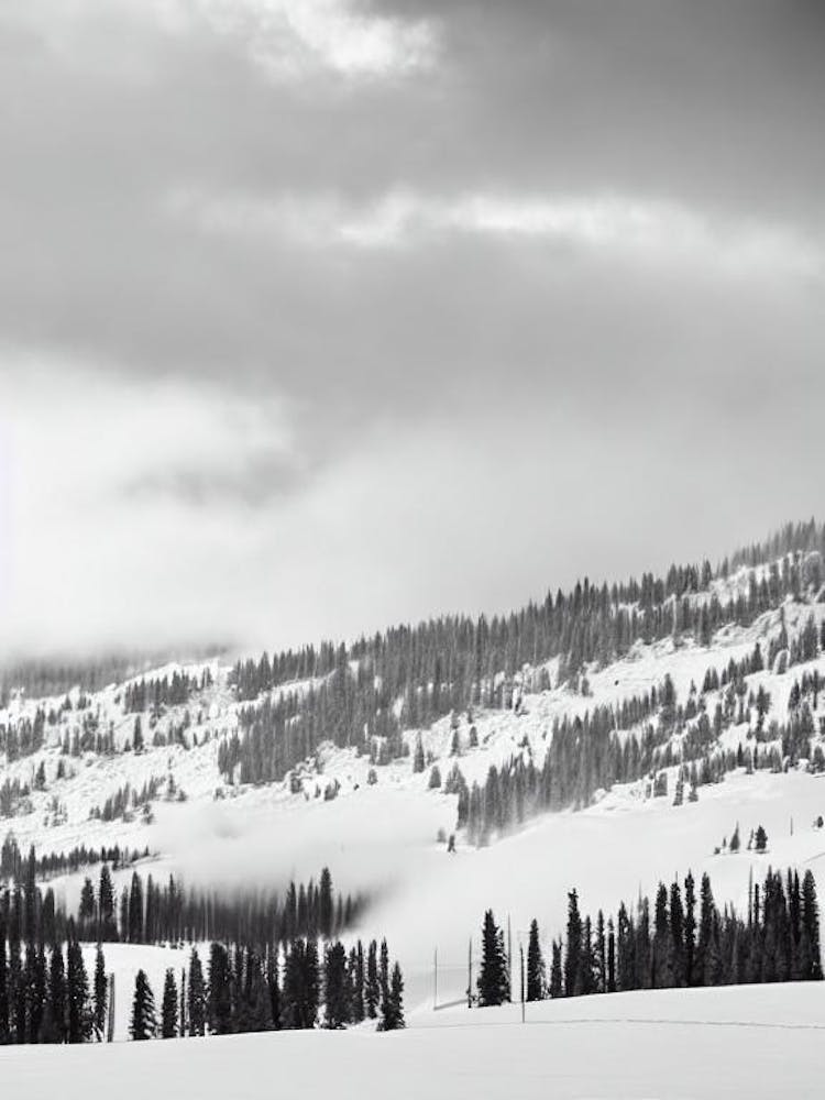 Jackson Hole, Usa Black And White Skiing Poster