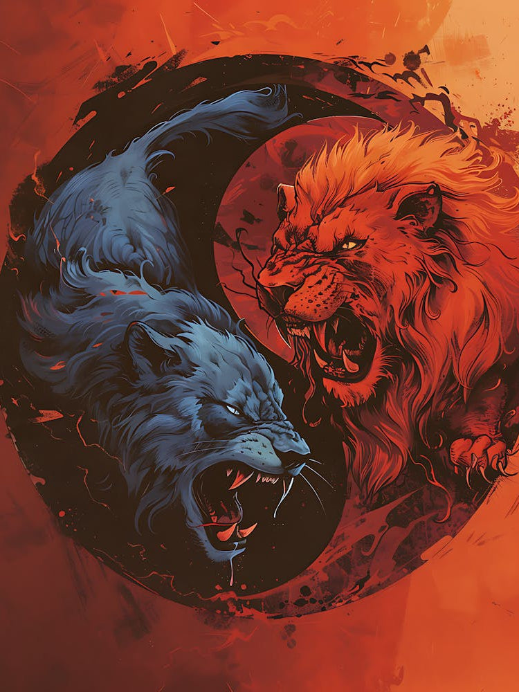 Badass Lion And Wolf 3