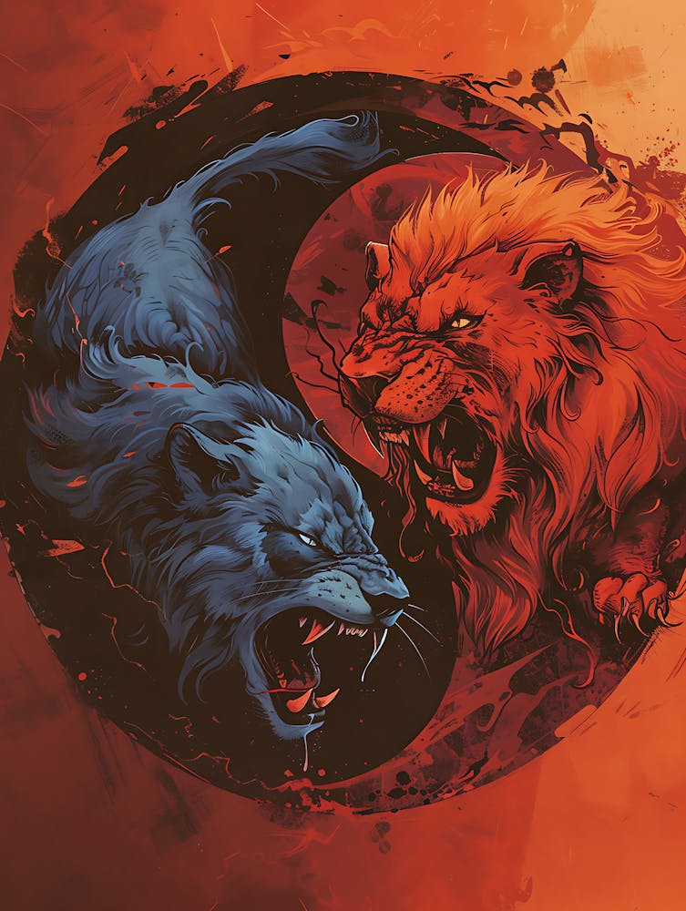 Badass Lion And Wolf 3