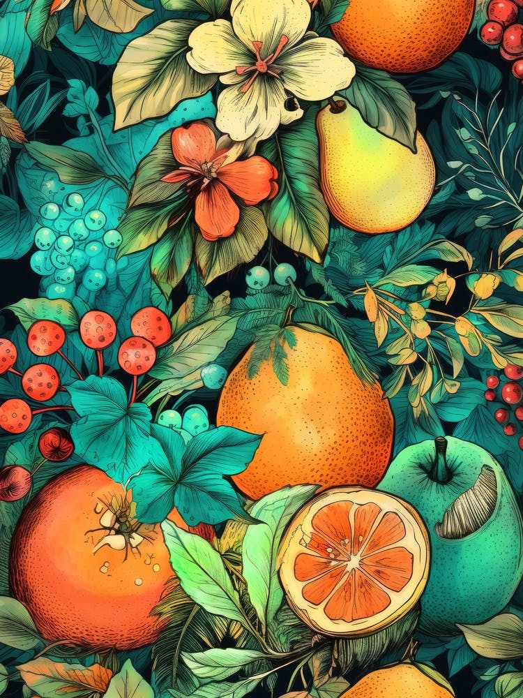 Seamless Pattern With Fruits  nature flora