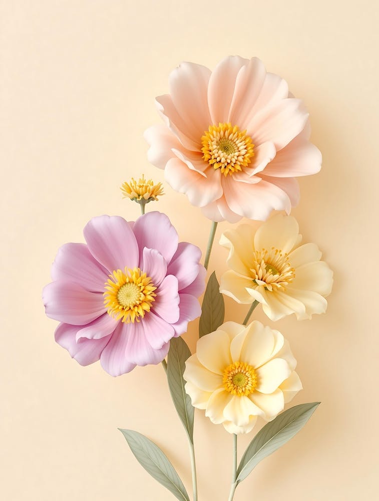 Serene Bohemian Wildflowers in Soft Pastels