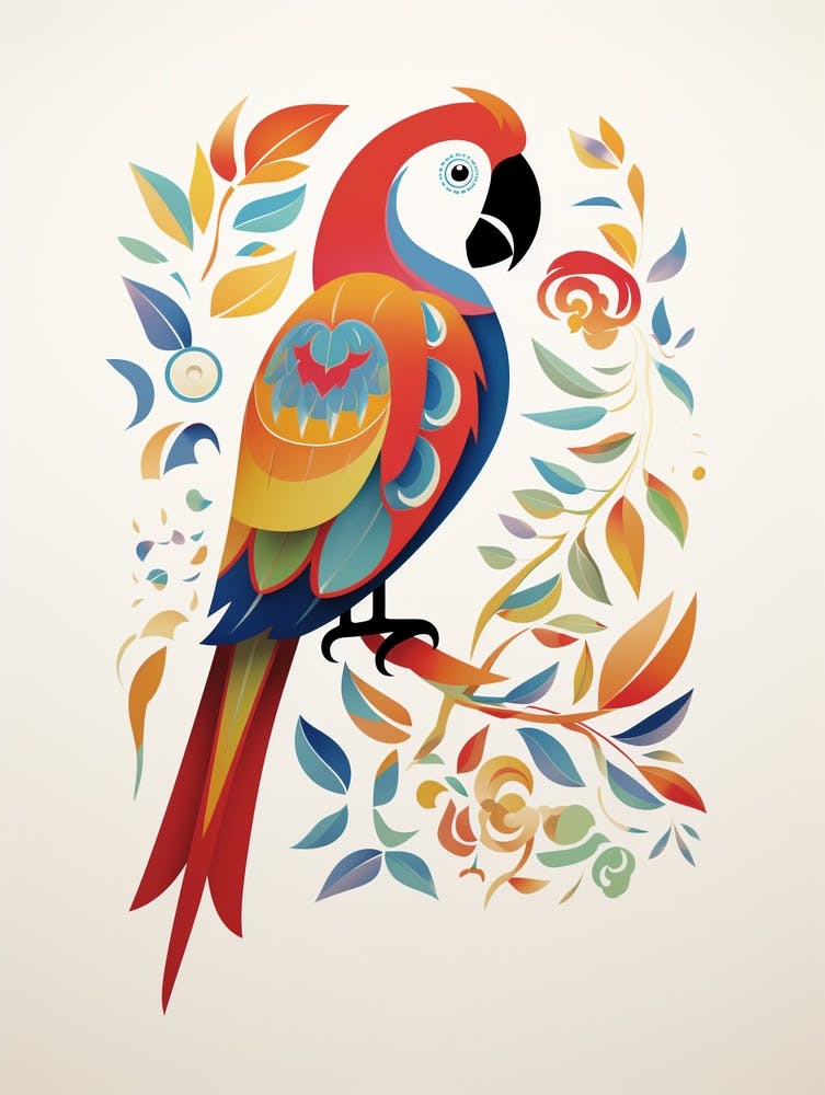 Scandinavian Bird Illustration Macaw 1