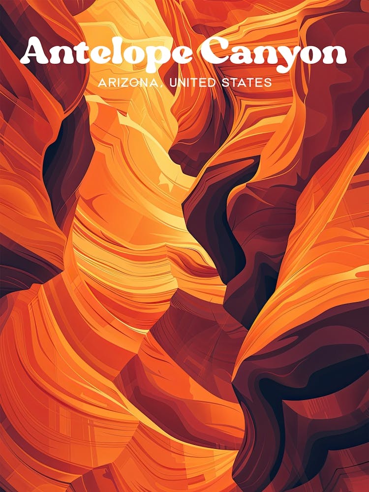 Antelope Canyon Arizona Navajo Travel Art Illustration