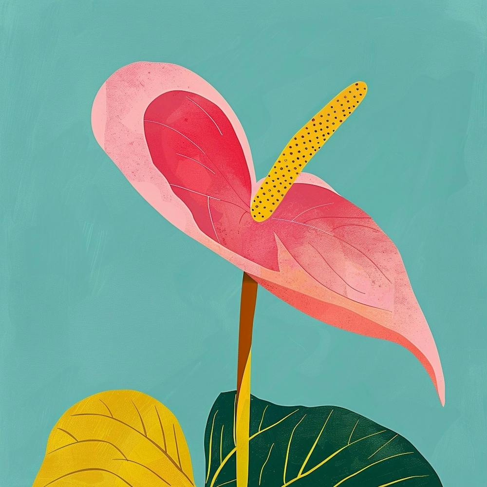 Flamingo Flower Square Flower Illustration