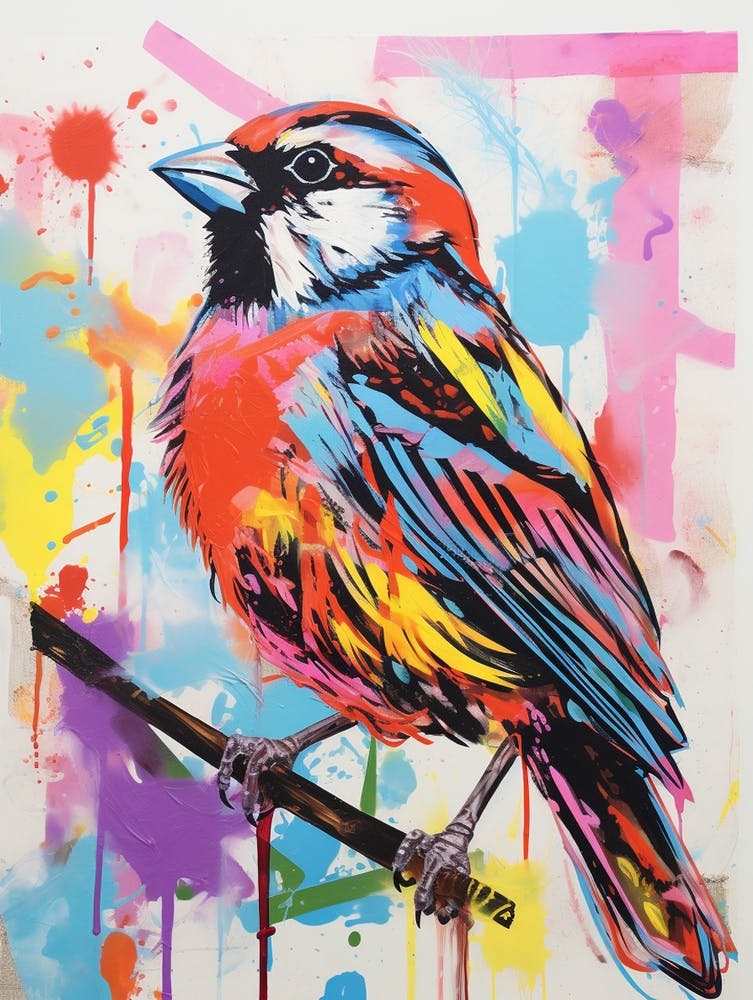 Colourful Bird Painting Sparrow 1