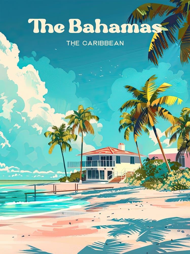 The Bahamas Caribbean Island Art Illustration