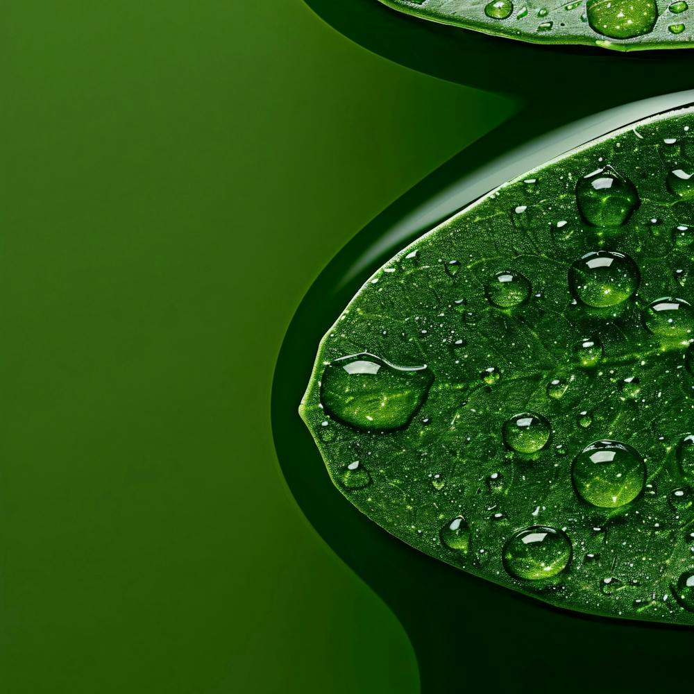Green Leaves With Water Droplets