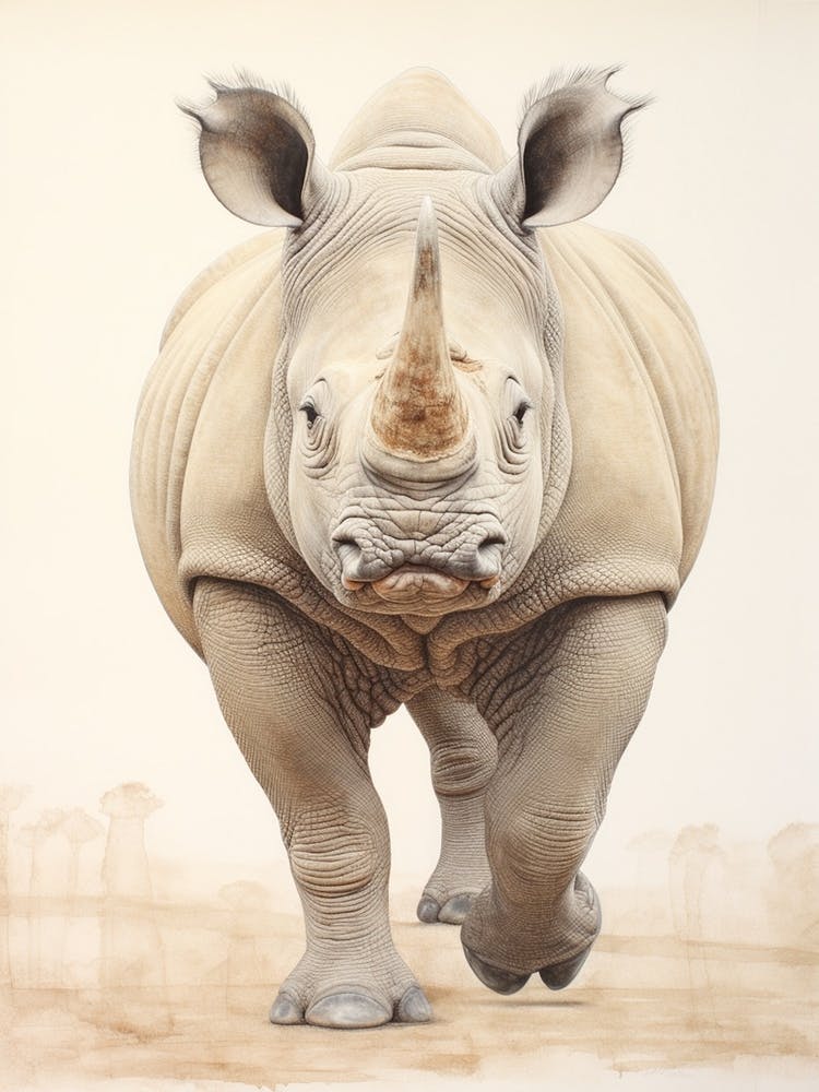Rhino Walking Portrait 3