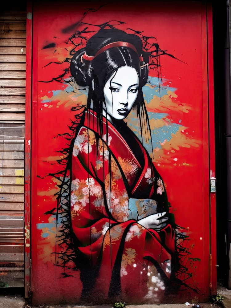 Grafitti Of A Geisha Street Art 1