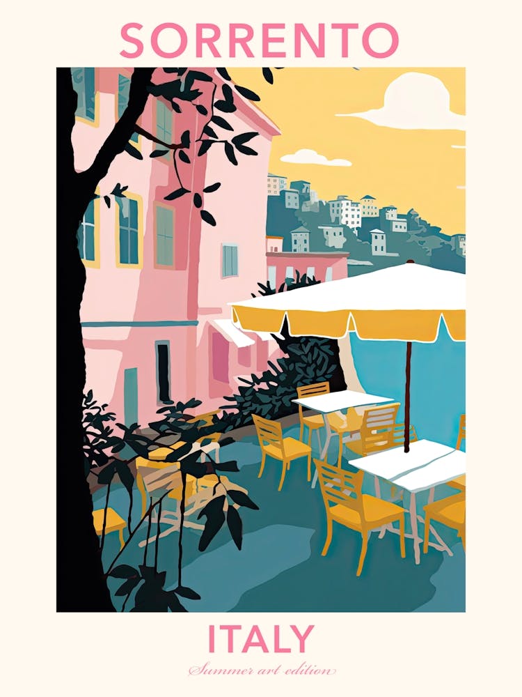 Sorrento, Italy, Flat Pastels Tones Illustration 2 Poster