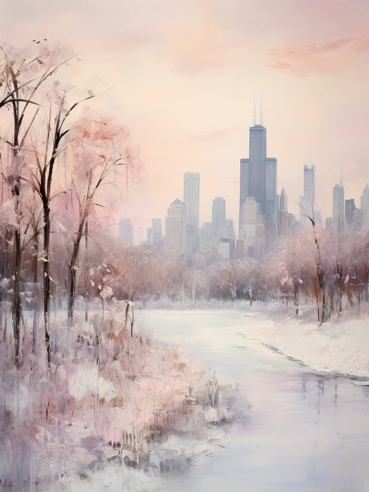 Dreamy Winter Painting Chicago Usa 1