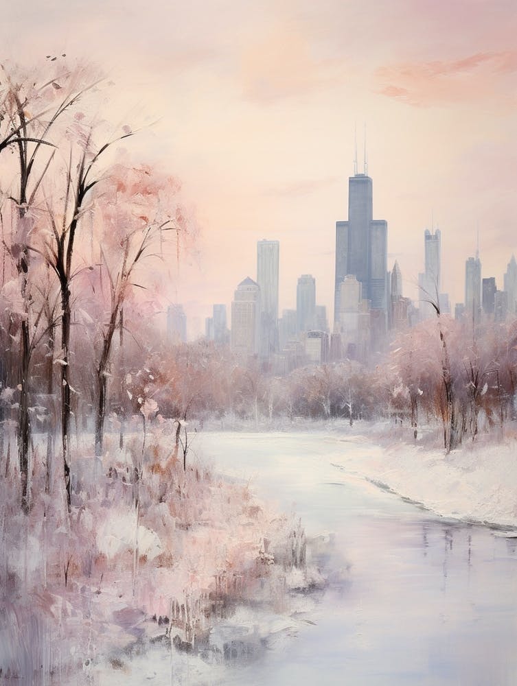 Dreamy Winter Painting Chicago Usa 1